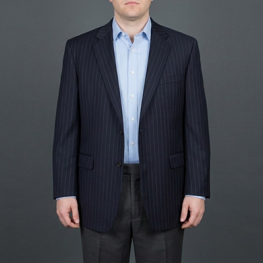 Lauren Ralph Lauren L517397F Pinstripe Blazer‎ Men 44R Navy EUC
